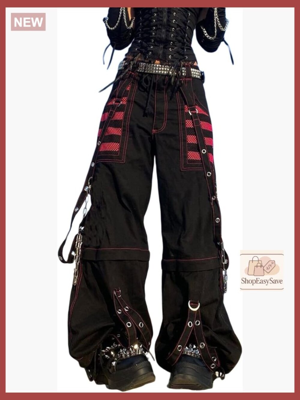 Y2K Cargo Pants Baggy Zipper Fly Harajuku Bell Bottom Grunge Gothic Wide Leg